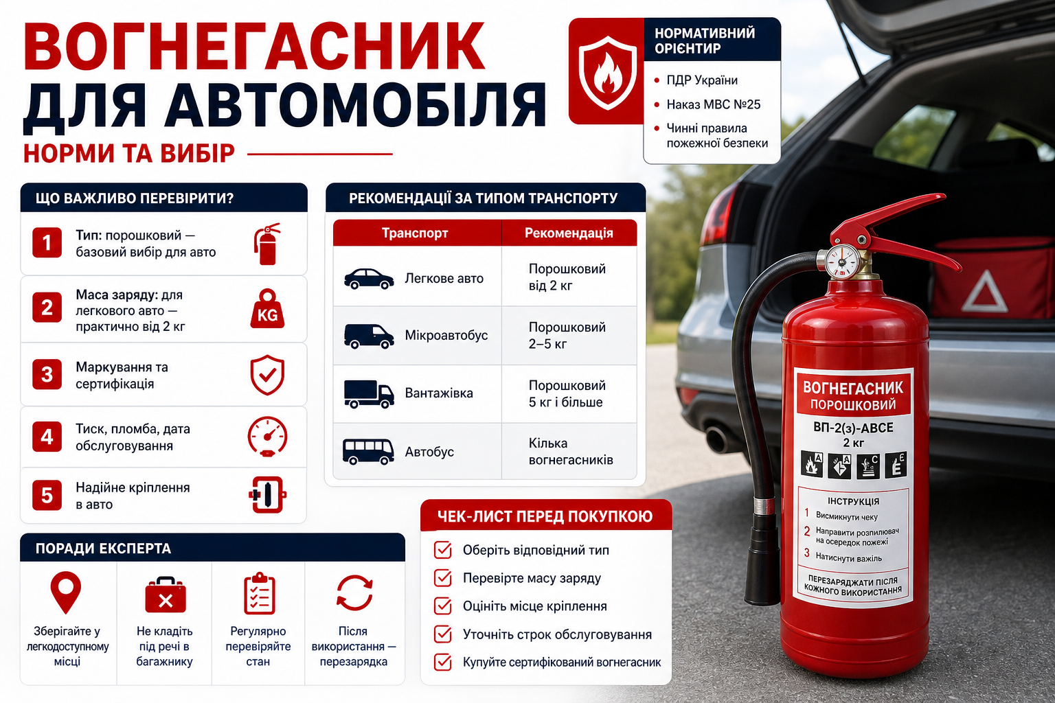 Вогнегасник для автомобіля